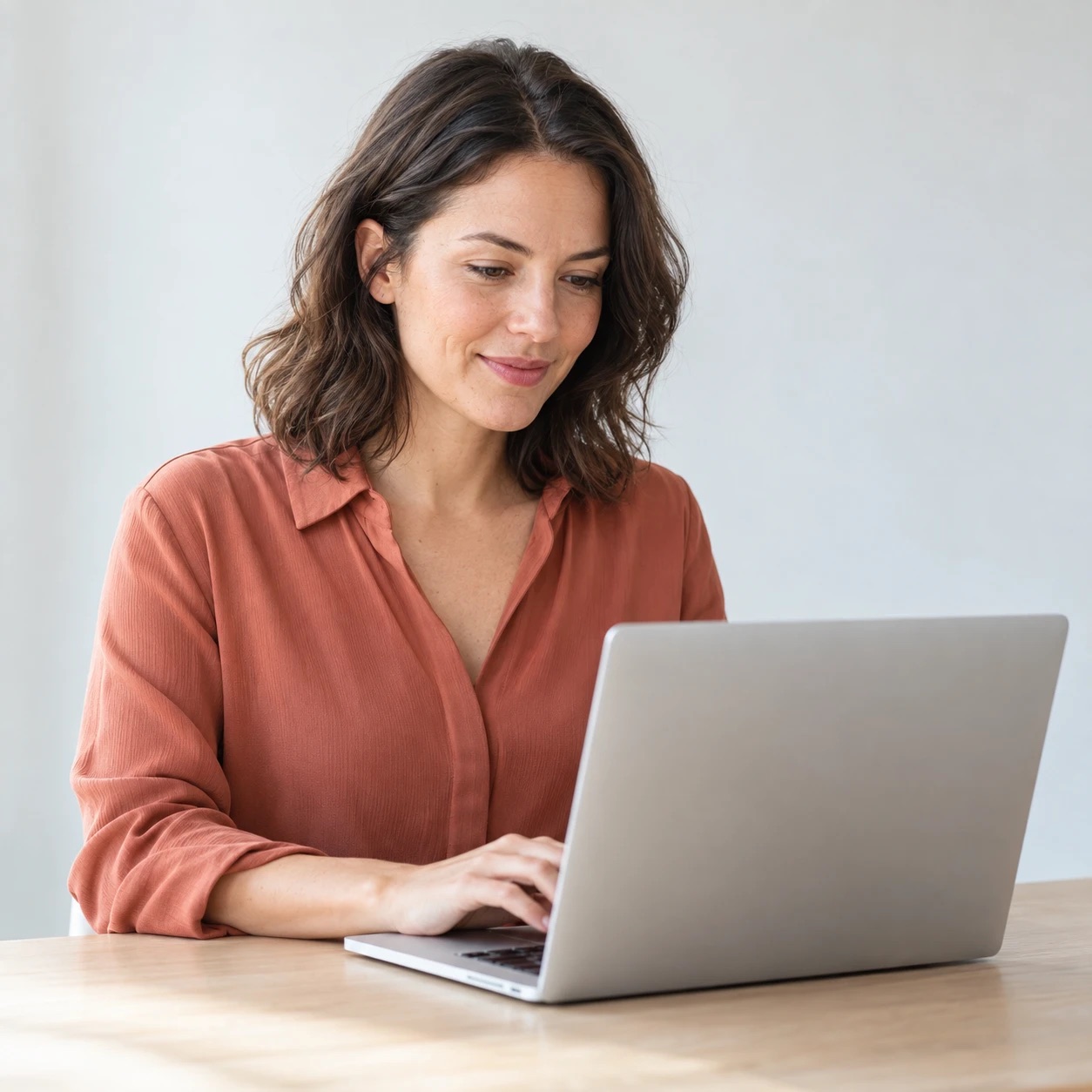 Recruiter reviewing a role on her laptop